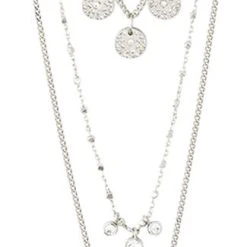 Pilgrim SILVER-PLATED LAYERED CAROL NECKLACE, 3-IN-1