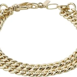 Pilgrim BLOSSOM Recycled Curb Chain Armbånd 2-i-1 Guldbelagt