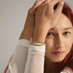 Pilgrim BLOSSOM Recycled Curb Chain Armbånd 2-i-1 Guldbelagt -Pernille Corydon Butik 5700560087446 3
