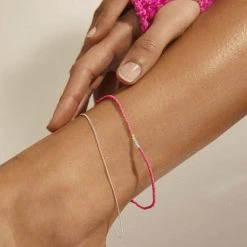 Pilgrim PALOMA Ankelkæder, 2-i-1 Sæt, Coral Og Guldbelagt