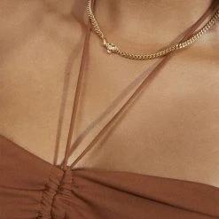 Pilgrim BREATHE Recycled Curb Chain Necklace Gold-plated -Pernille Corydon Butik 5700560096127 m2