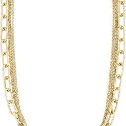 Pilgrim PAUSE Recycled Cable & Curb Chains Necklace Gold-plated
