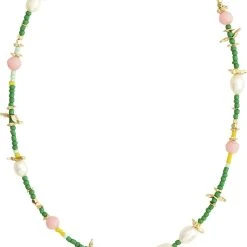 Pilgrim PAUSE Necklace With Freshwaterpearls Green/gold-plated