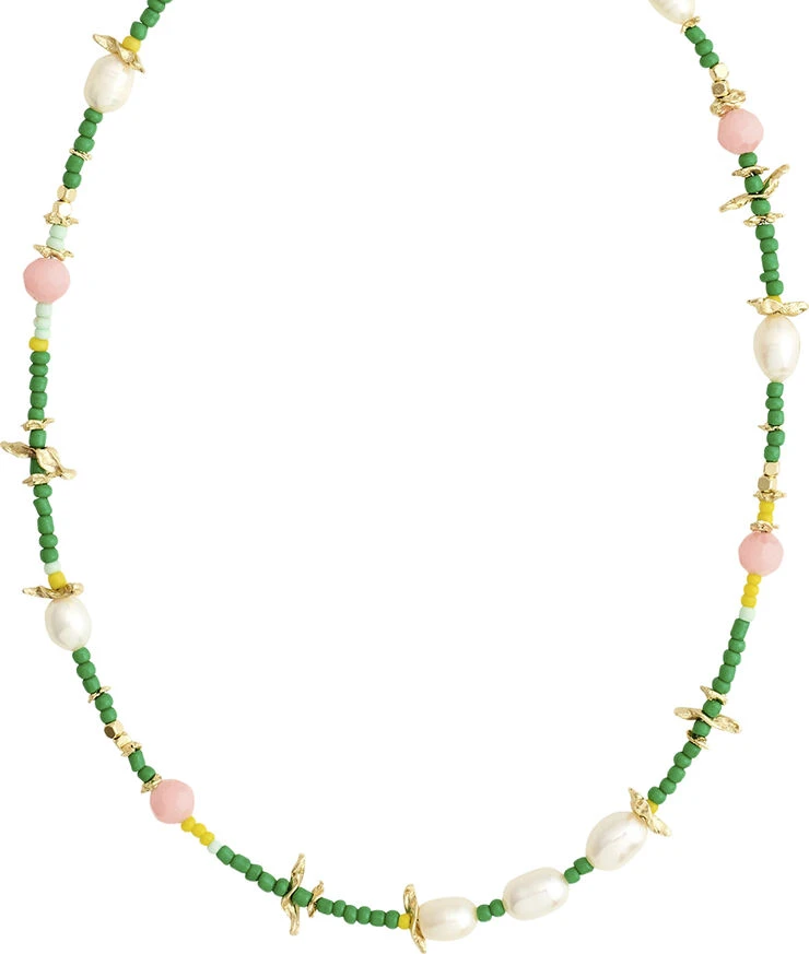 PAUSE necklace with freshwaterpearls green/gold-plated Pilgrim PAUSE Necklace With Freshwaterpearls Green/gold-plated -Pernille Corydon Butik 5700560096530