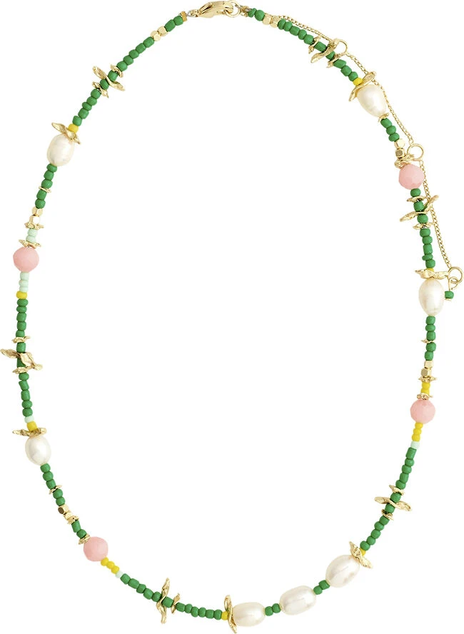 PAUSE necklace with freshwaterpearls green/gold-plated Pilgrim PAUSE Necklace With Freshwaterpearls Green/gold-plated -Pernille Corydon Butik 5700560096530 1