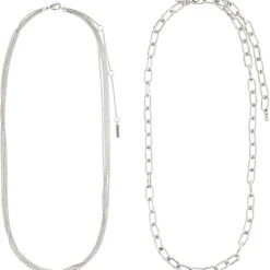 Pilgrim PAUSE Recycled Cable & Curb Chains Necklace Silver-plated -Pernille Corydon Butik 5700560096578 2