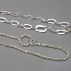 Jane Kønig ROW | PEARL NECKLACE | SILVER-42,5 Cm -Pernille Corydon Butik 5715180075230 5