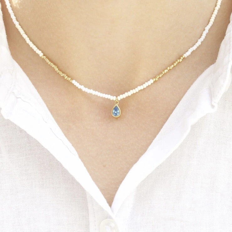 Waterdrop Beaded Necklace With Love Darling Waterdrop Beaded Necklace -Pernille Corydon Butik 700512260373 1